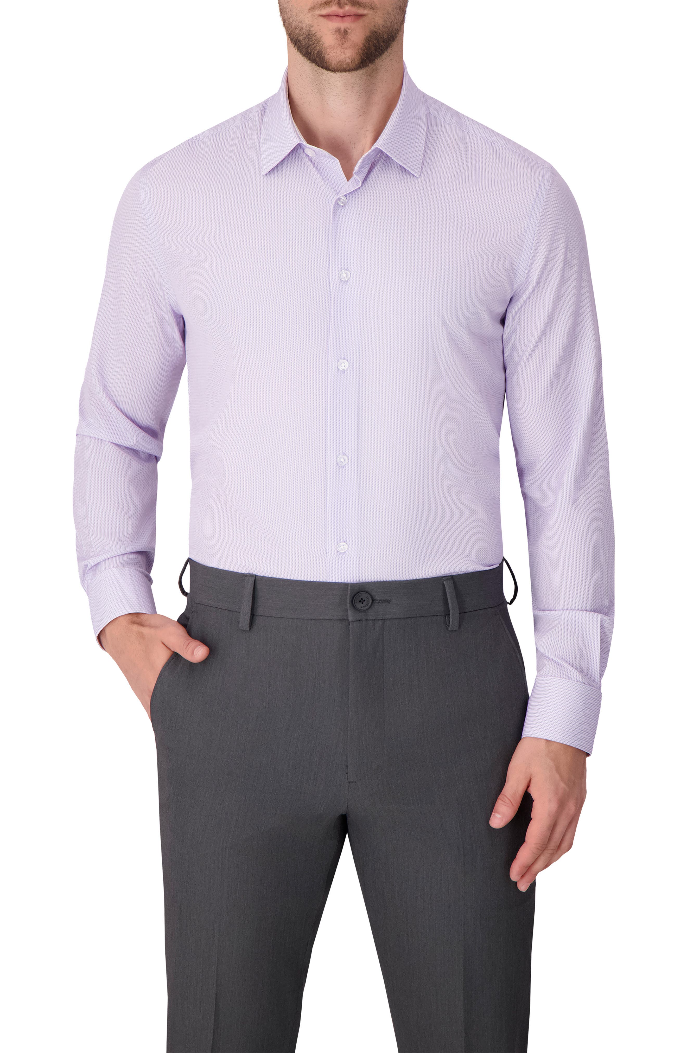 Report Collection Chevron Print Slim Fit Stretch Dress Shirt