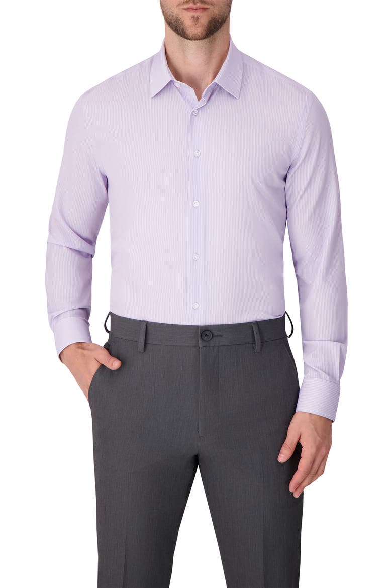 Chevron Print Slim Fit Stretch Dress Shirt, Main, color, LAVENDER