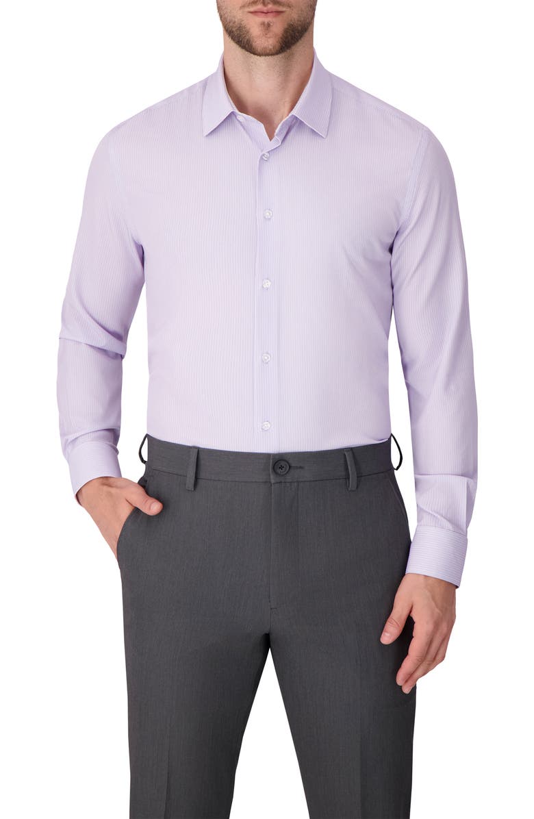 Report Collection Chevron Print Slim Fit Stretch Dress Shirt, Main, color, Lavender