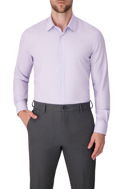 Chevron Print Slim Fit Stretch Dress Shirt