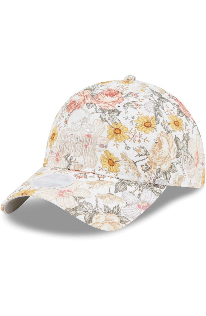 New Era Women's New Era Cream Cleveland Browns Bloom 9TWENTY Adjustable Hat, Main, color, 