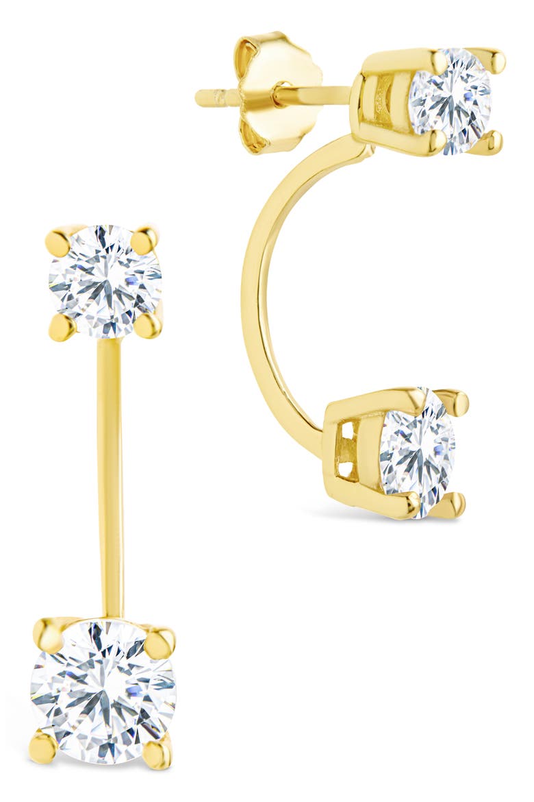 Brillant Cubic Zirconia Front/Back Drop Earrings, Main, color, GOLD