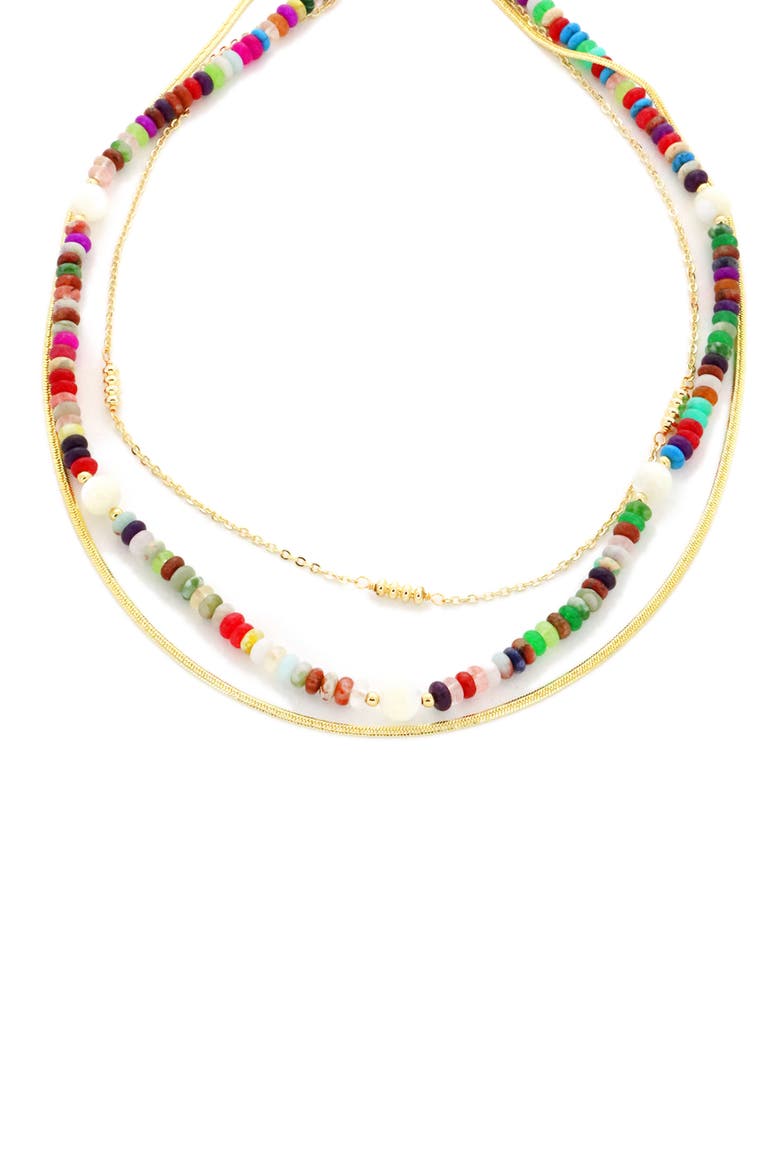 Layered Beads & Chain Necklace, Main, color, MULTI