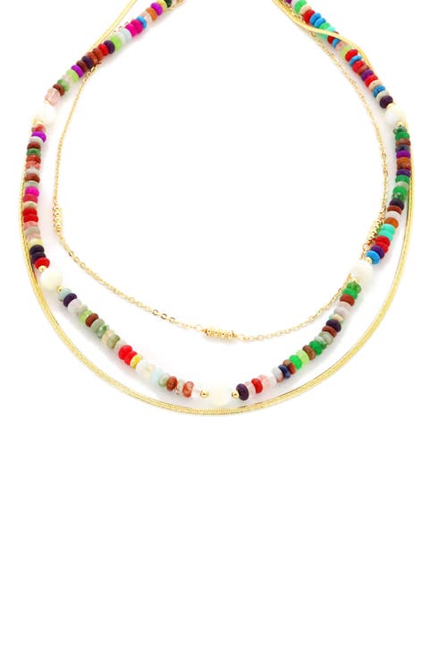 Layered Beads & Chain Necklace