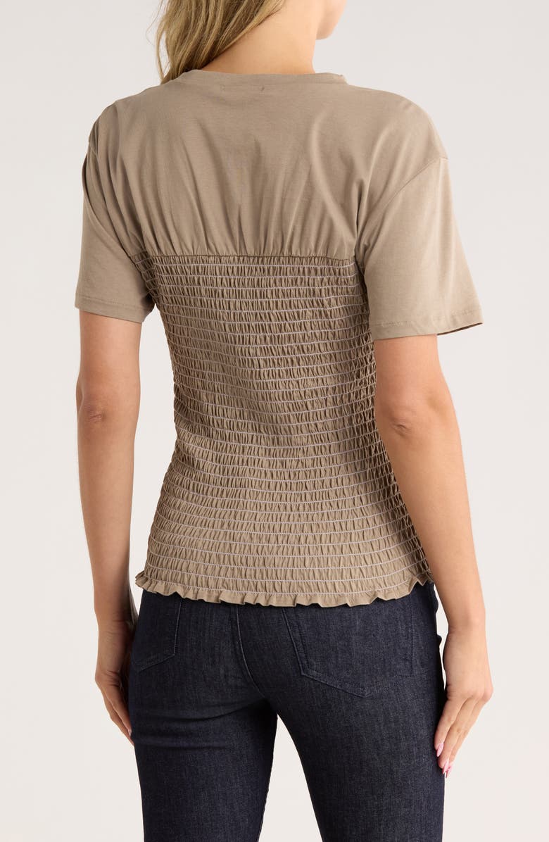 rag & bone Smocked Cotton Top, Alternate, color, Stone