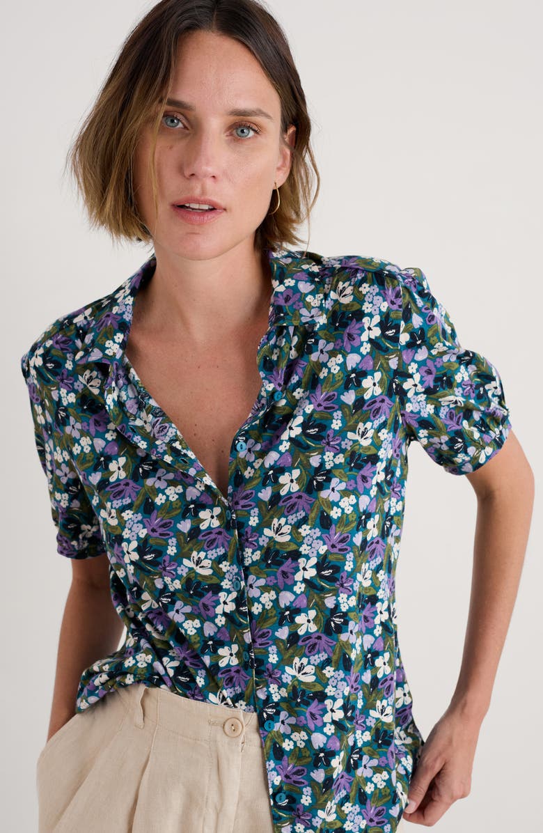 Seasalt Cornwall Embrace Floral Button-Up Shirt, Alternate, color, Crayon Floral Dark Drift