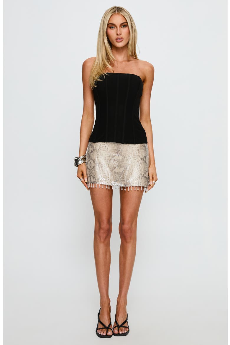 Taneka Strapless Corset Top, Alternate, color, BLACK