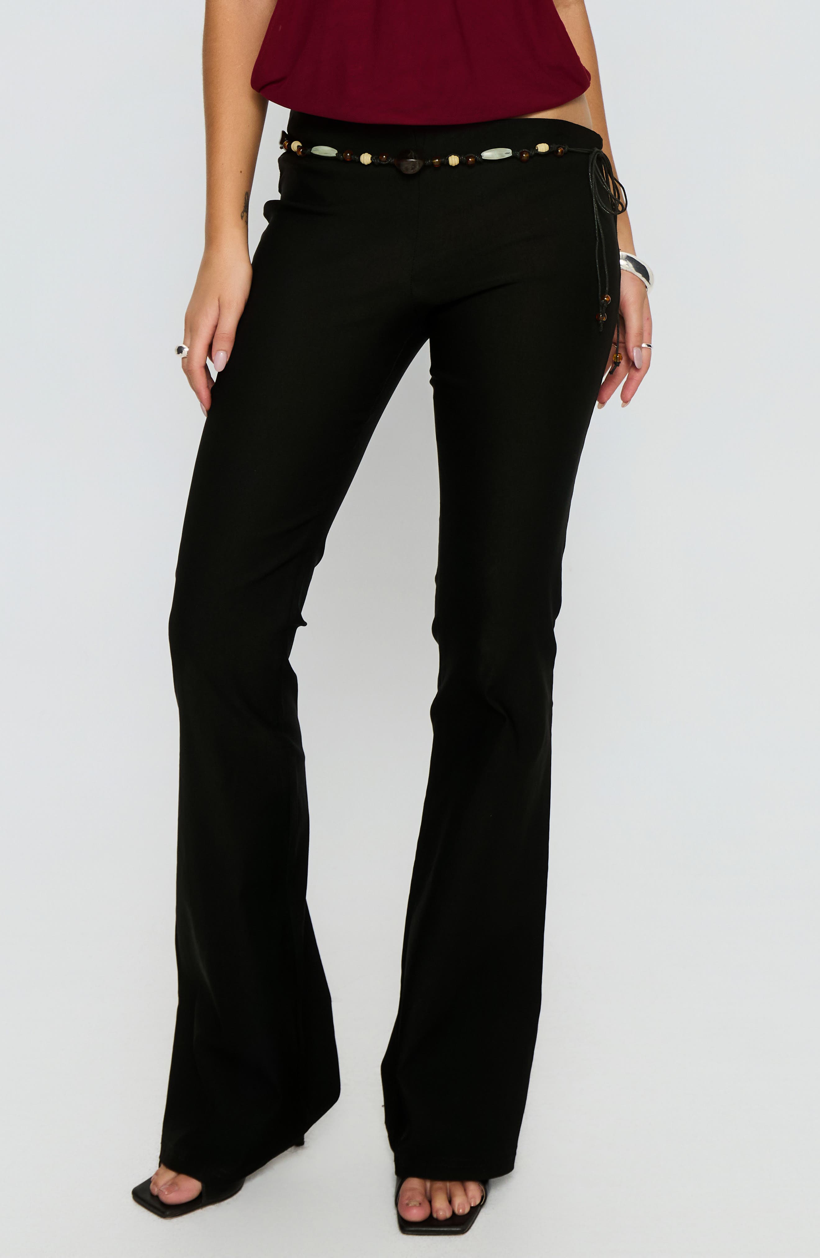 Krislynn Button Belt Flared Pants