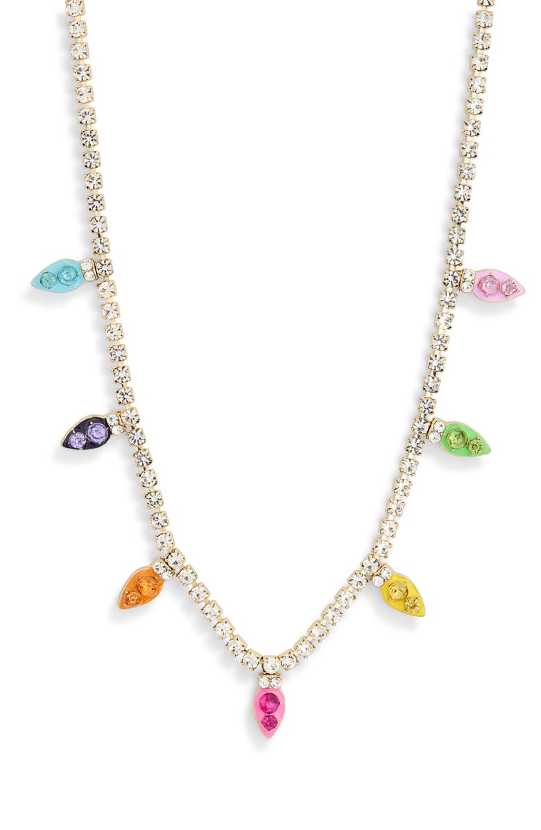 BaubleBar Christmas Lights Tennis Necklace, Alternate, color, Gold Multi
