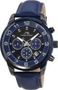 PORSAMO BLEU Men's Arthur Chronograph Leather Strap Watch, 44mm