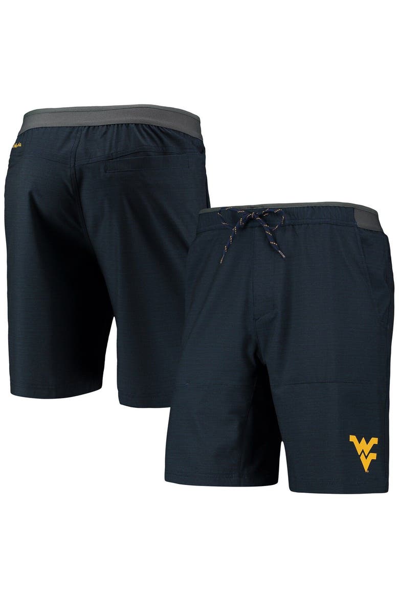 Men's Columbia Navy West Virginia Mountaineers Twisted Creek Omni-Shield Shorts, Main, color, Navy
