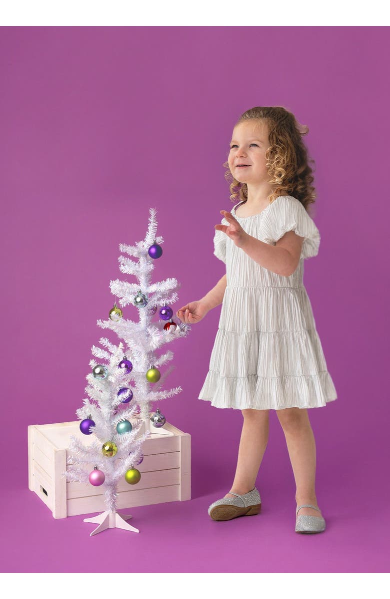 Isobella & Chloe Isobella and Chloe Sparkle and Spin Silver Tiered Dress for Girls with Puff Sleeves., Alternate, color, Grey