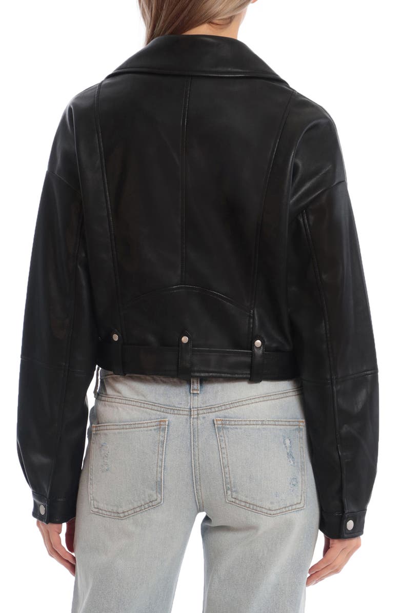 Avec Les Filles Oversize Faux Leather Crop Moto Jacket, Alternate, color,