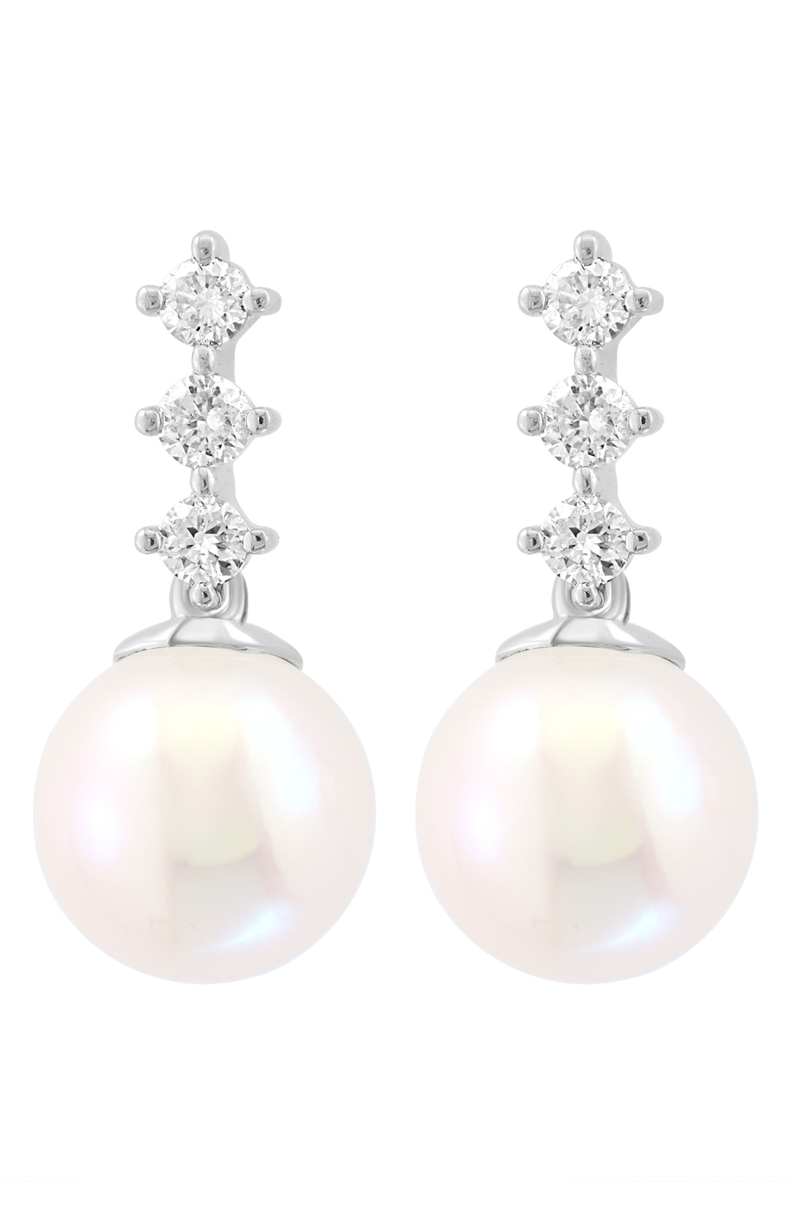 EFFY Diamond & Freshwater Pearl Drop Earrings