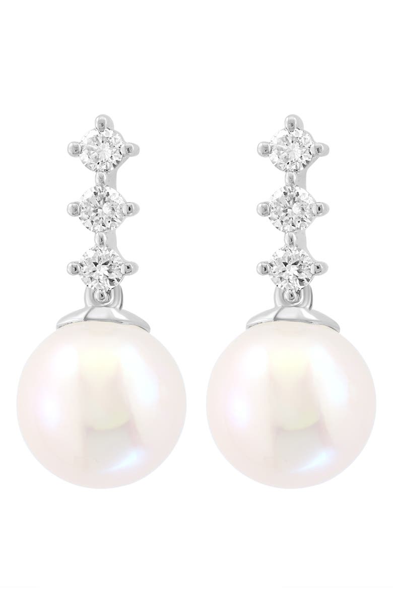 EFFY Diamond & Freshwater Pearl Drop Earrings, Main, color, White