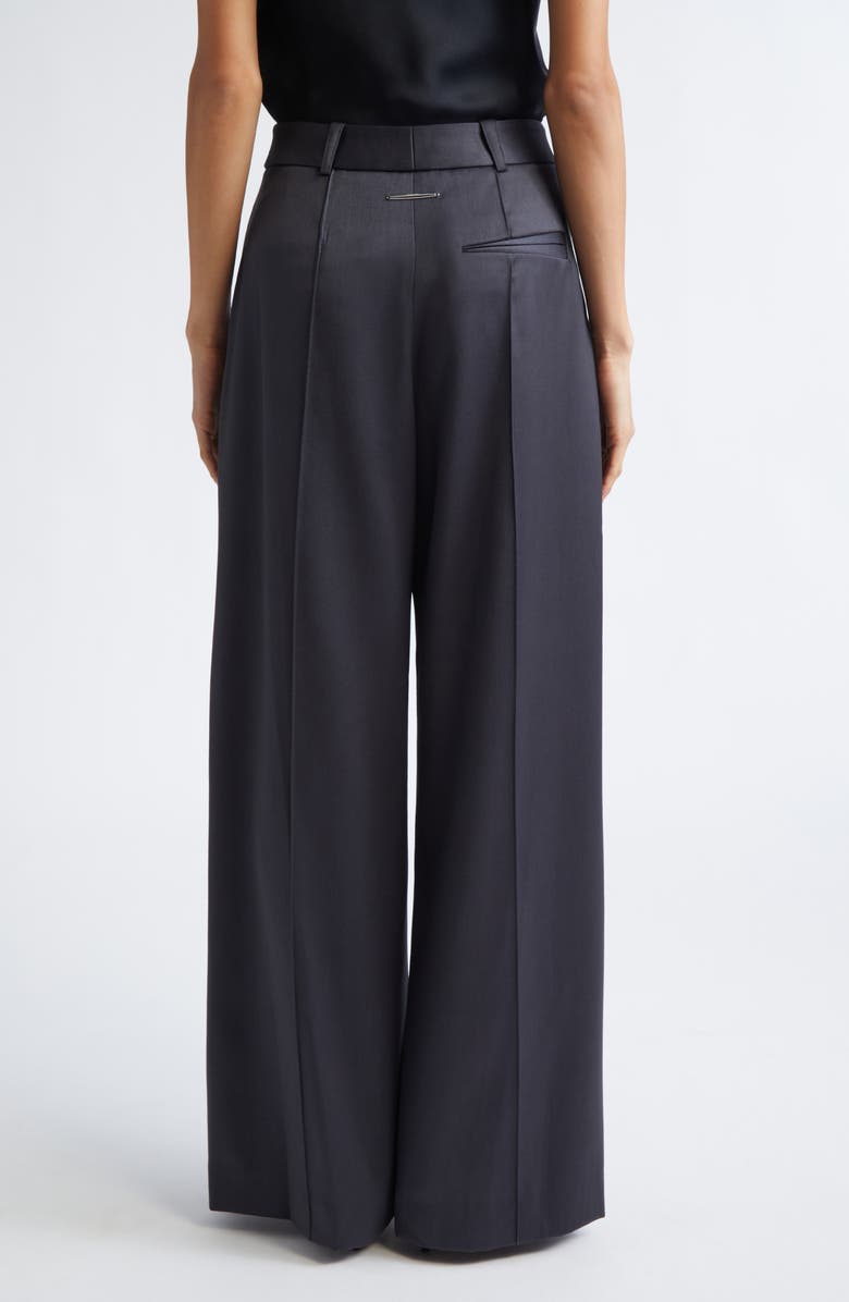 GRACE LING Claw Belt Loop Virgin Wool Blend Wide Leg Pants, Alternate, color, Dark Grey Wool
