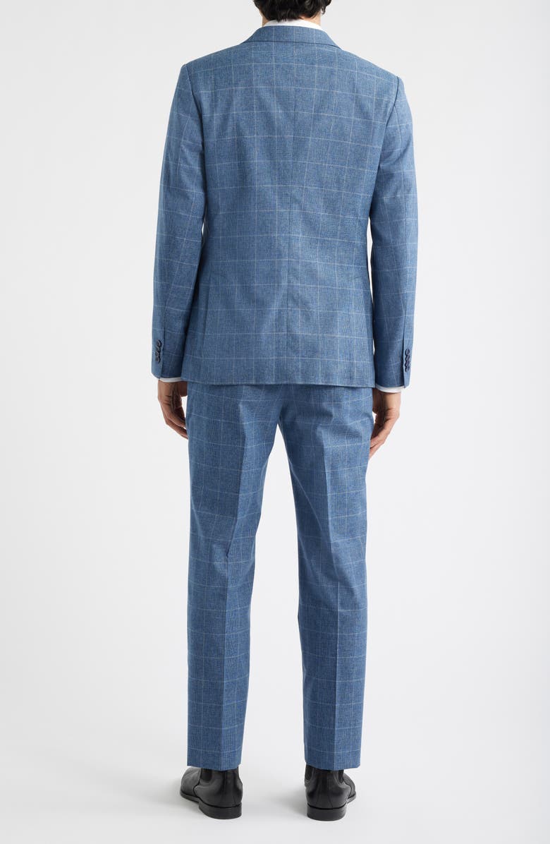 John Varvatos Star USA Varick Slim Fit Blue Glen Check Wool & Cotton Blend Suit, Alternate, color, Light Blue