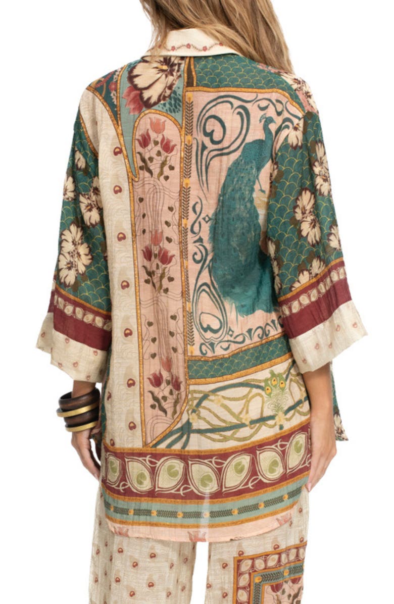 Agua Bendita Chrissy Plume Cover-Up Shirt, Alternate, color, Green