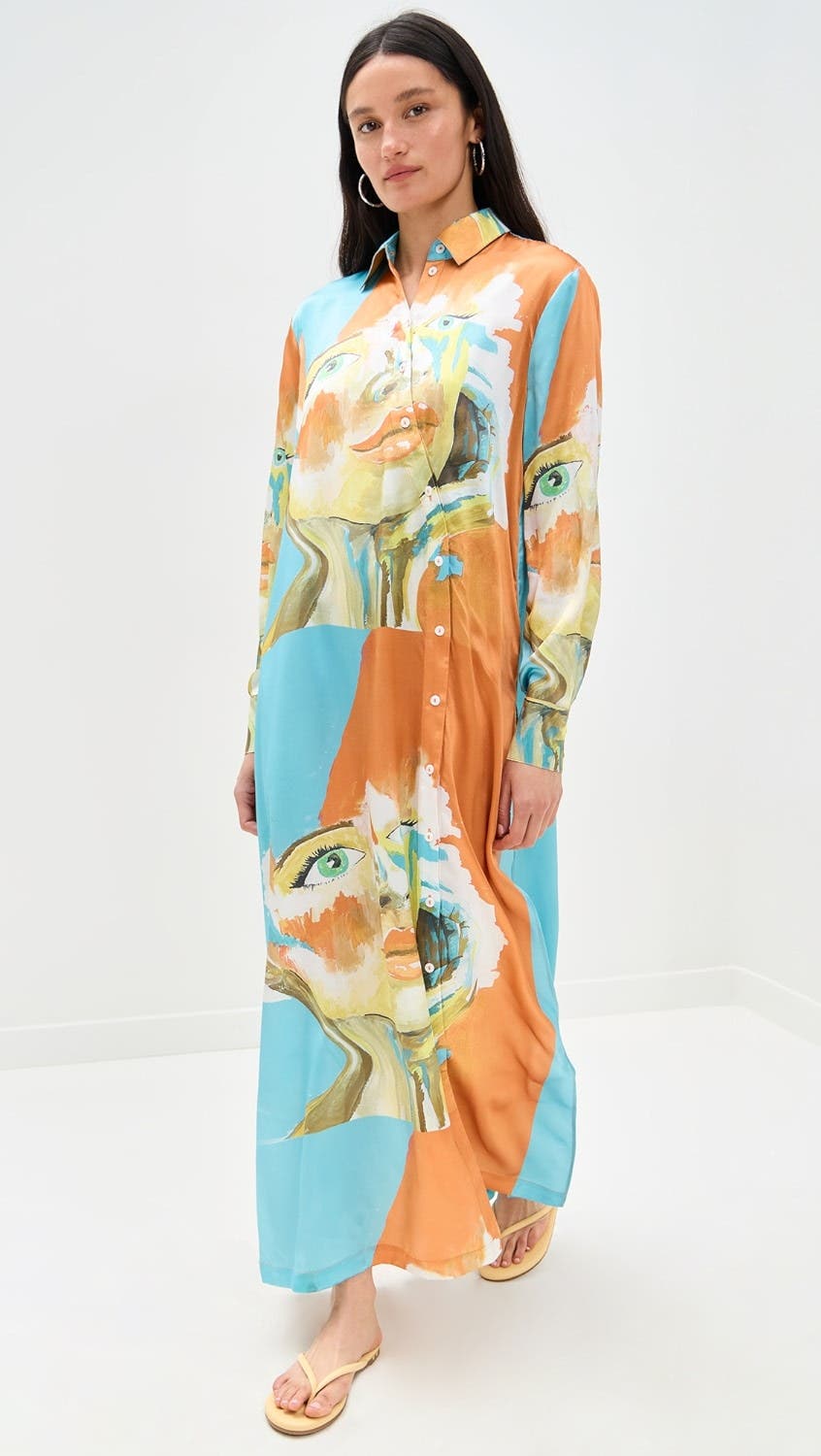 Dur Doux Kesi Maxi Shirt Dress in Multicolored 
