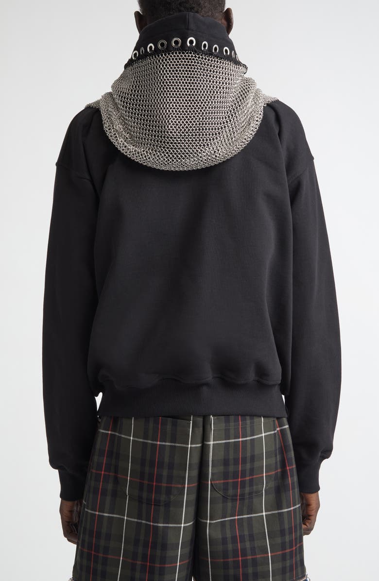 Chopova Lowena Titan Chain Mail Full Zip Fleece Hoodie, Alternate, color, Black And Silver