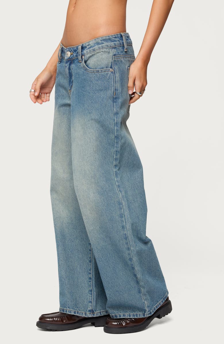 EDIKTED Magda Acid Wash Low Rise Wide Leg Jeans, Alternate, color, Blue-Vintage-Washed