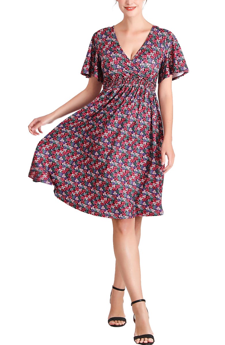 Kimi & Kai Evin V-Neck Maternity/Nursing Dress, Alternate, color, Multicolored
