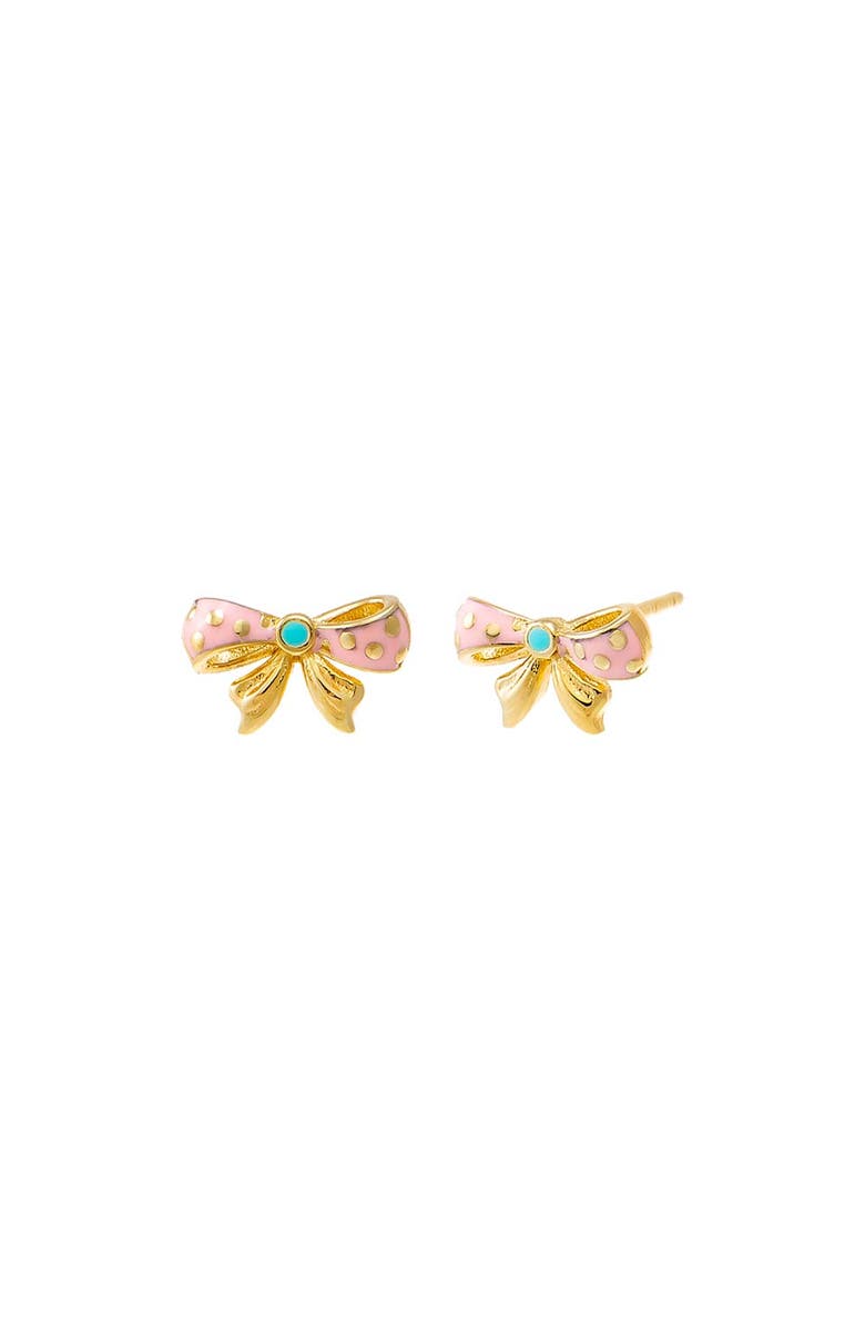 BY ADINA EDEN Kids Pink Enamel Bow Stud Earring 14K, Main, color, 
