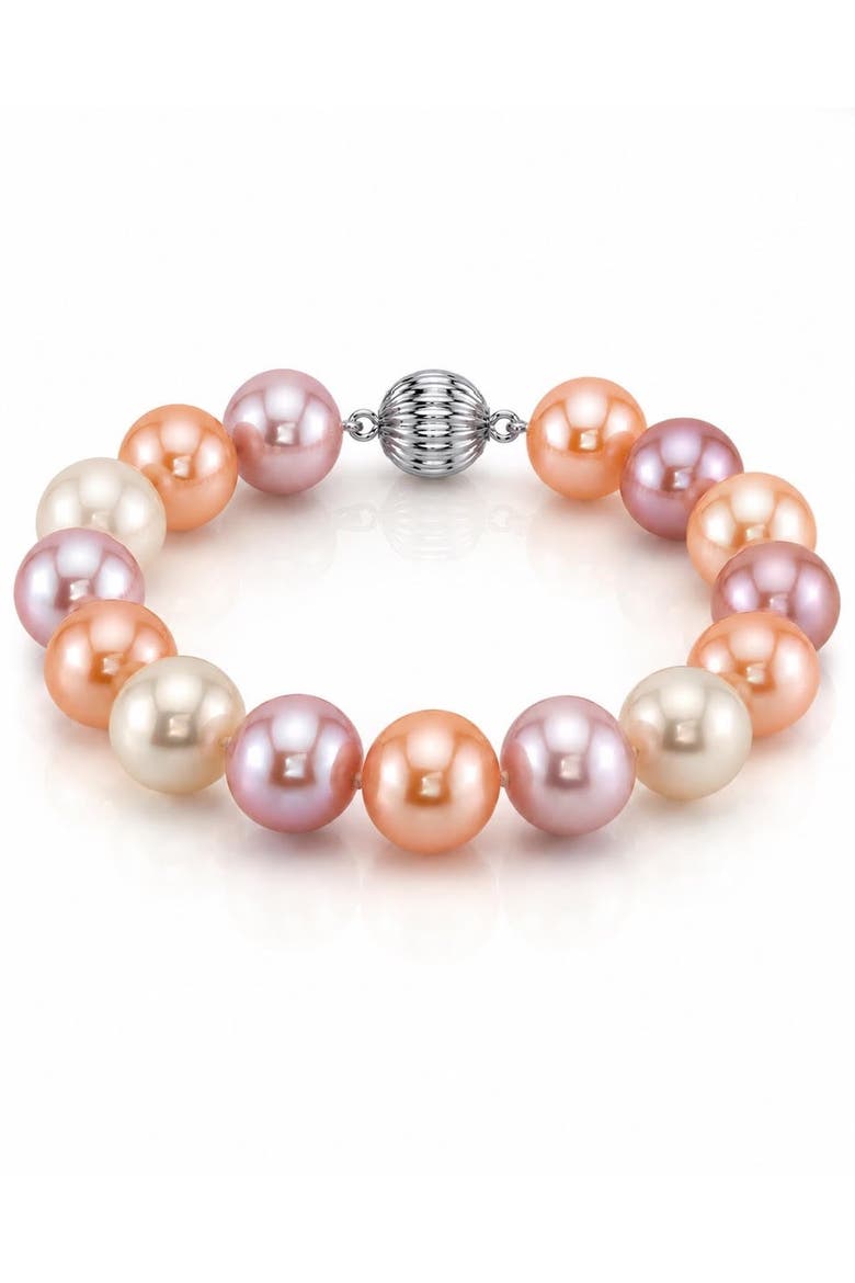 11-12mm Multicolor Freshwater Pearl Bracelet - Premier AAAA Quality, Main, color, White Gold Clasp