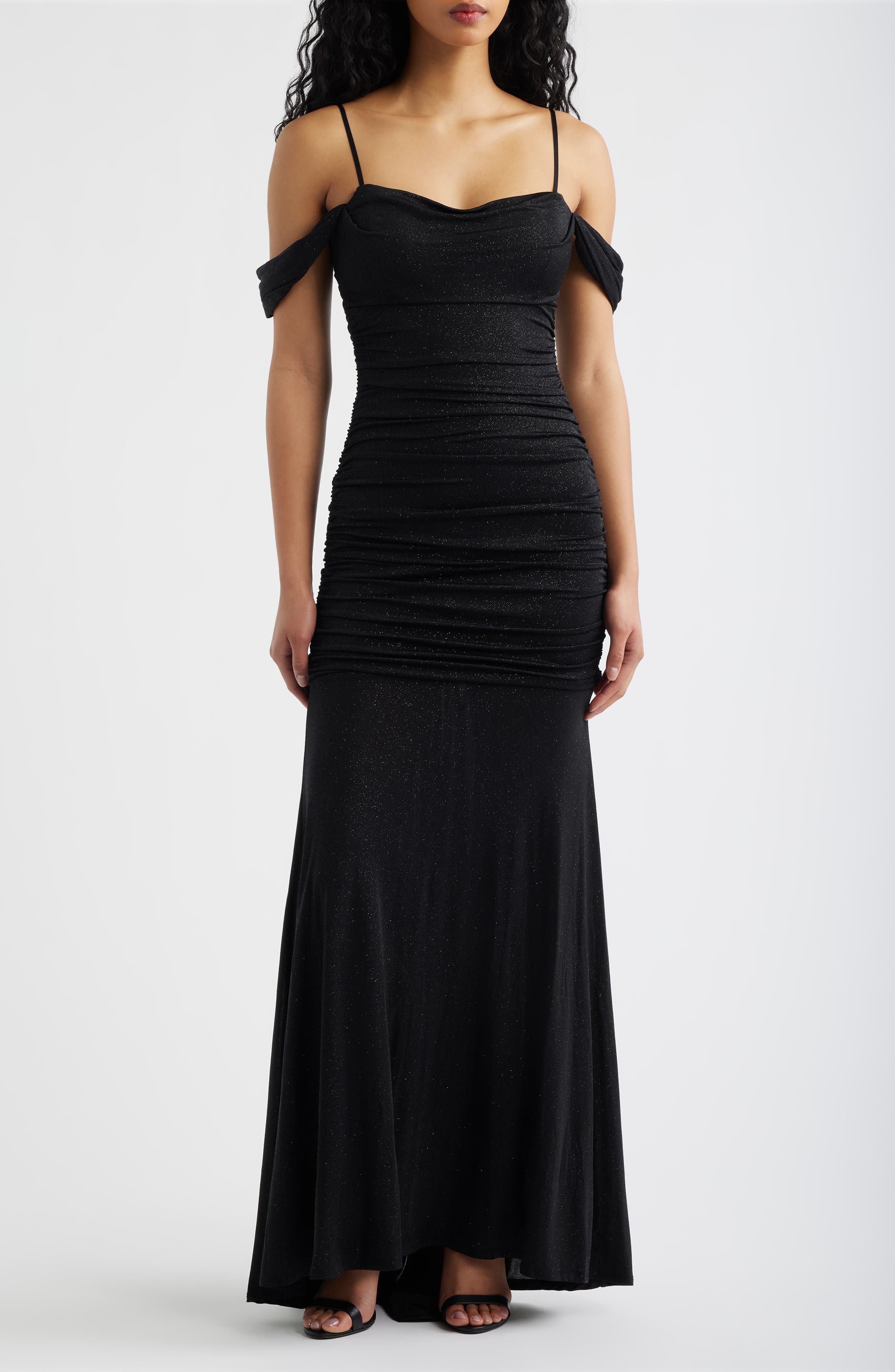 Glitter Cold Shoulder Gown
