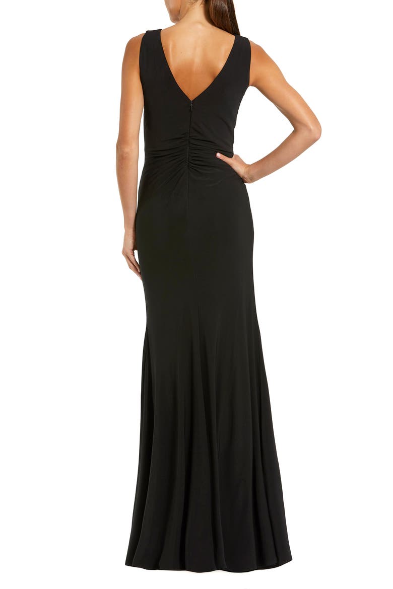 Sleeveless Jersey 3D Flower Detail Gown, Alternate, color, Black