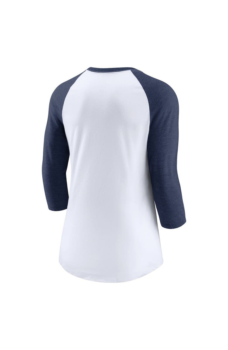 Nike Women's Nike White/Navy New York Yankees Modern Baseball Arch Tri-Blend Raglan Three-Quarter Sleeve T-Shirt, Alternate, color, 
