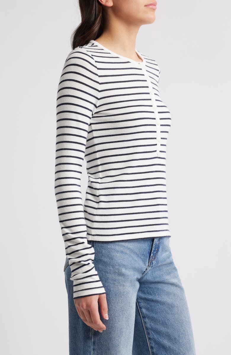 rag & bone The Stripe Knit Henley, Alternate, color, Whitemult