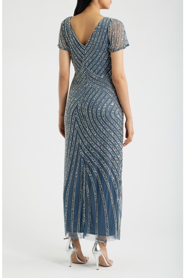 Beaded Jewel Neck Gown, Alternate, color, GREY 020