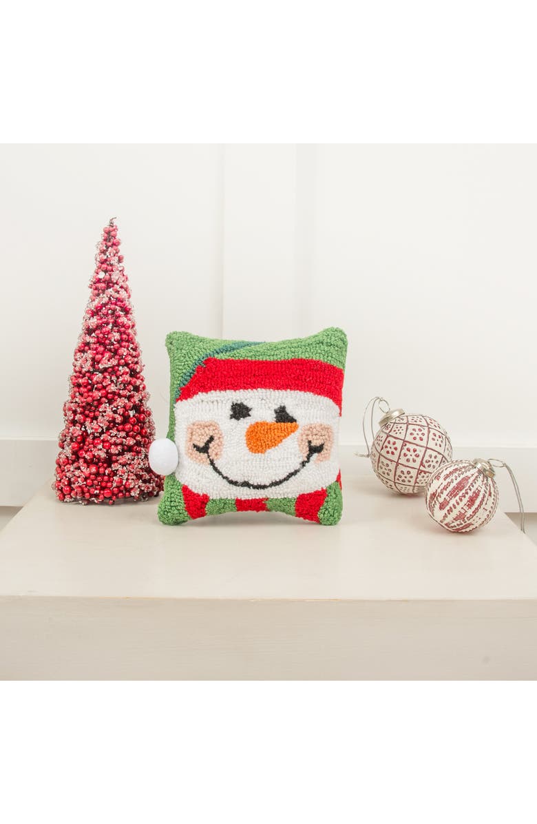 C&F Home Happy Snowman Hooked Small Petite Christmas Holiday Throw Pillow, 8" x 8", Alternate, color, 