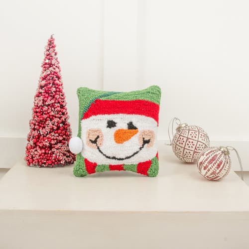 C & F Home C&f Home Happy Snowman Hooked Small Petite Christmas Holiday Throw Pillow, 8" X 8" In Green