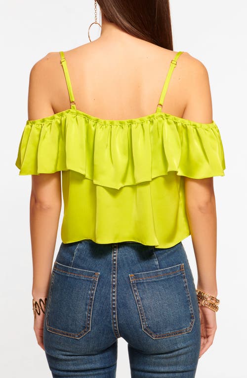 James Perse Teresa Cold-shoulder Ruffle Top In Lime