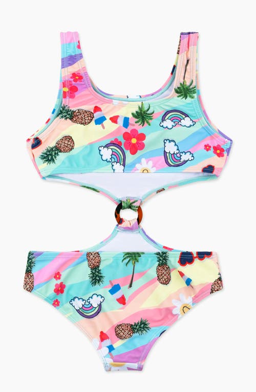 Limeapple Multicolor Printed Cutout One Piece In Multi
