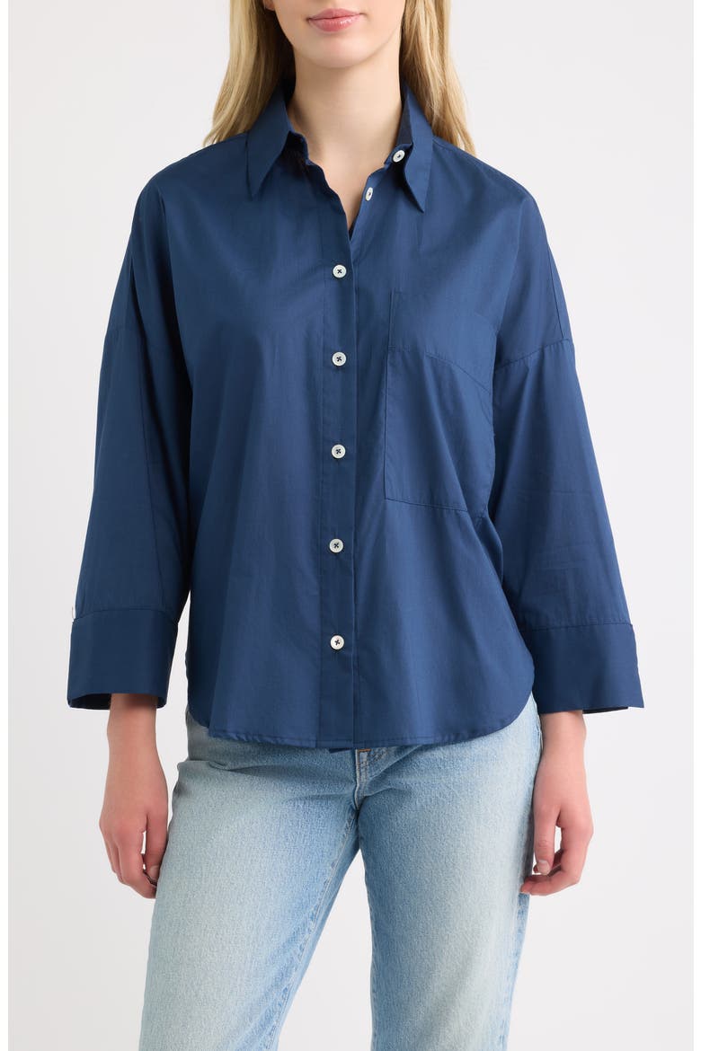The Brentwood Cotton Shirt, Main, color, NAVY