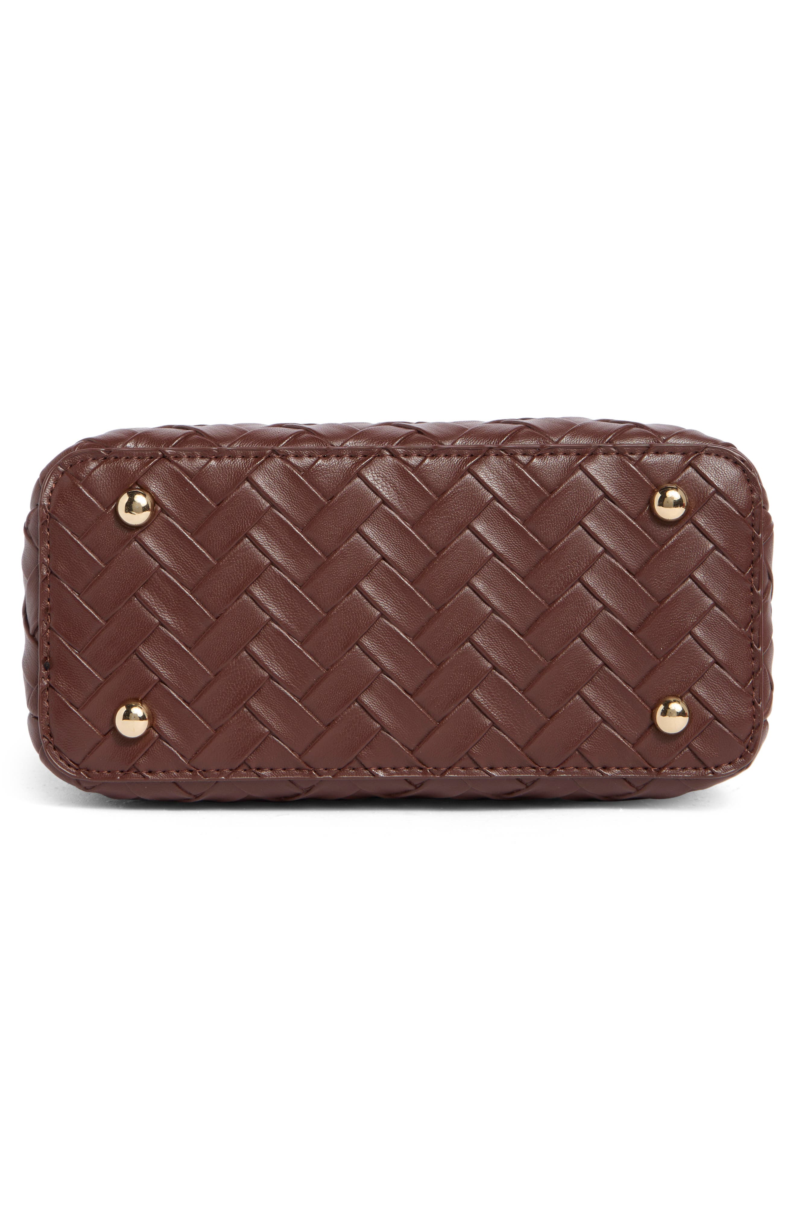 Dinky Dorrie Faux Leather Satchel, Alternate, color, BROWN