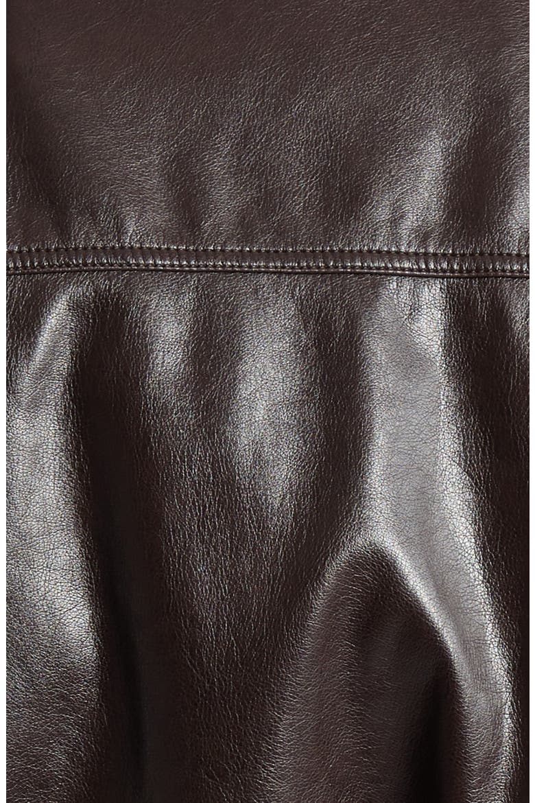 Faux Leather Cargo Flight Jacket With Faux Fur Collar, Alternate, color, GREASE