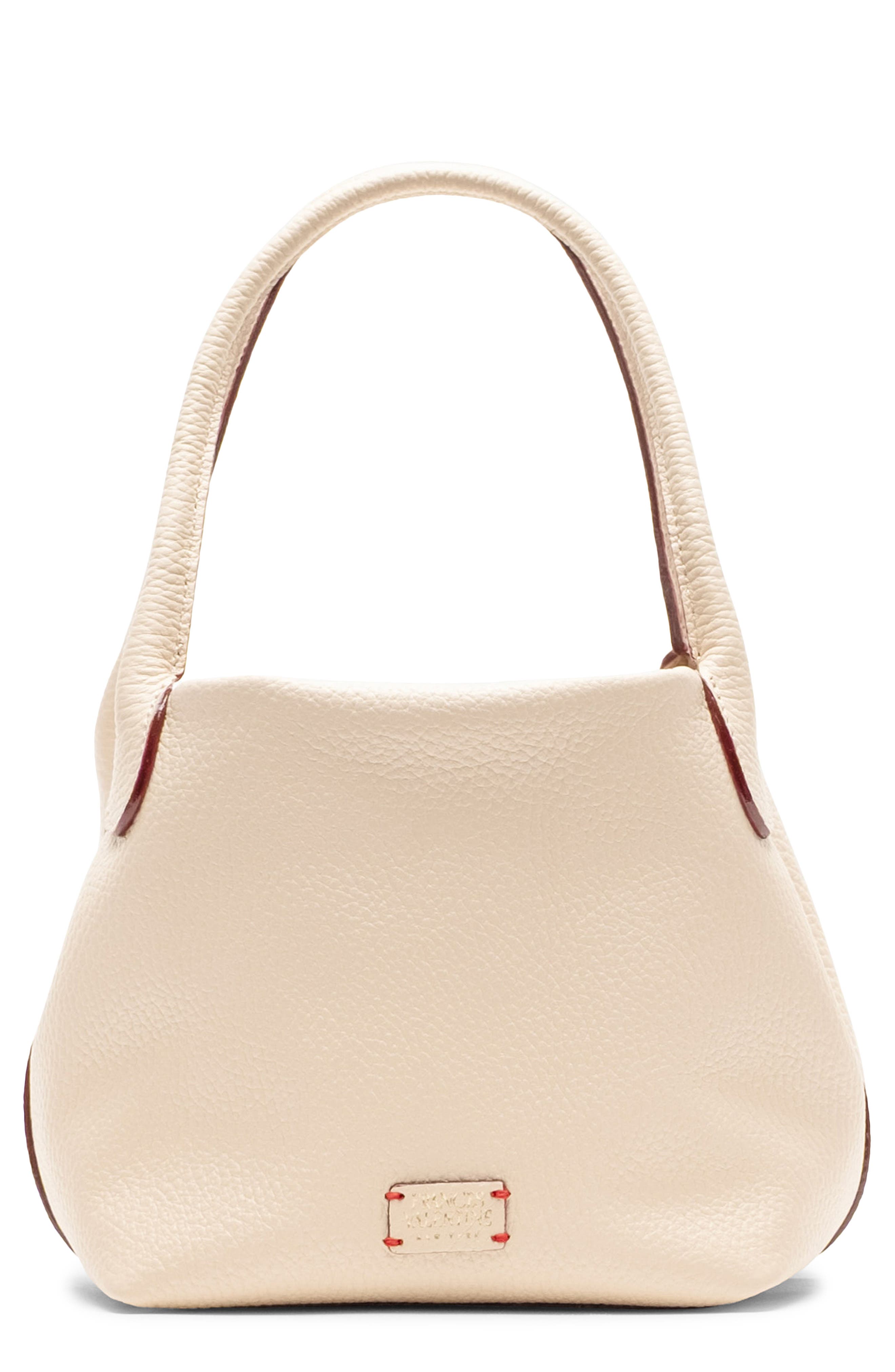 Frances Valentine Mini Sweet Pea Tumbled Leather Handbag, Main, color, Oyster