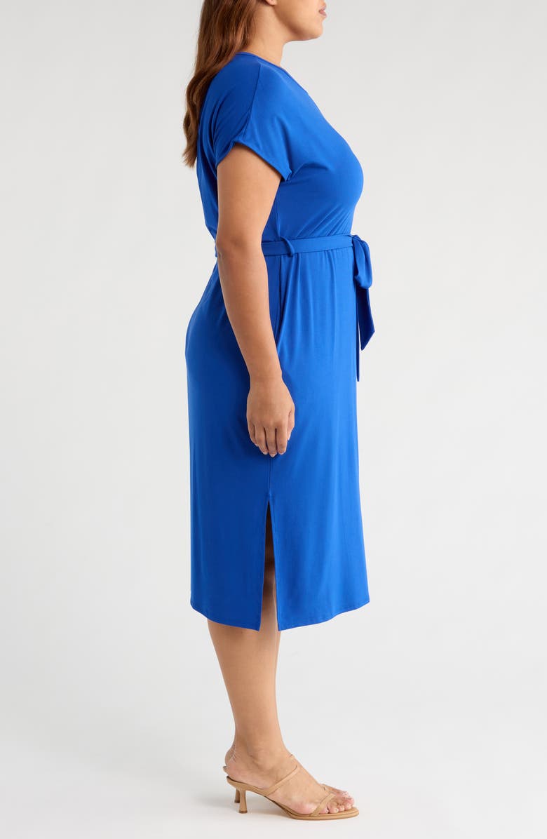 Universal Standard Divine Tie Belt Jersey T-Shirt Dress, Alternate, color, Ultramarine