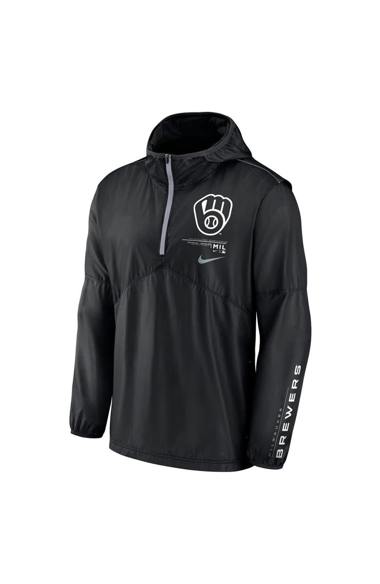 Nike Men's Nike Black Milwaukee Brewers Authentic Night Game Performance Half-Zip Windbreaker, Alternate, color, 