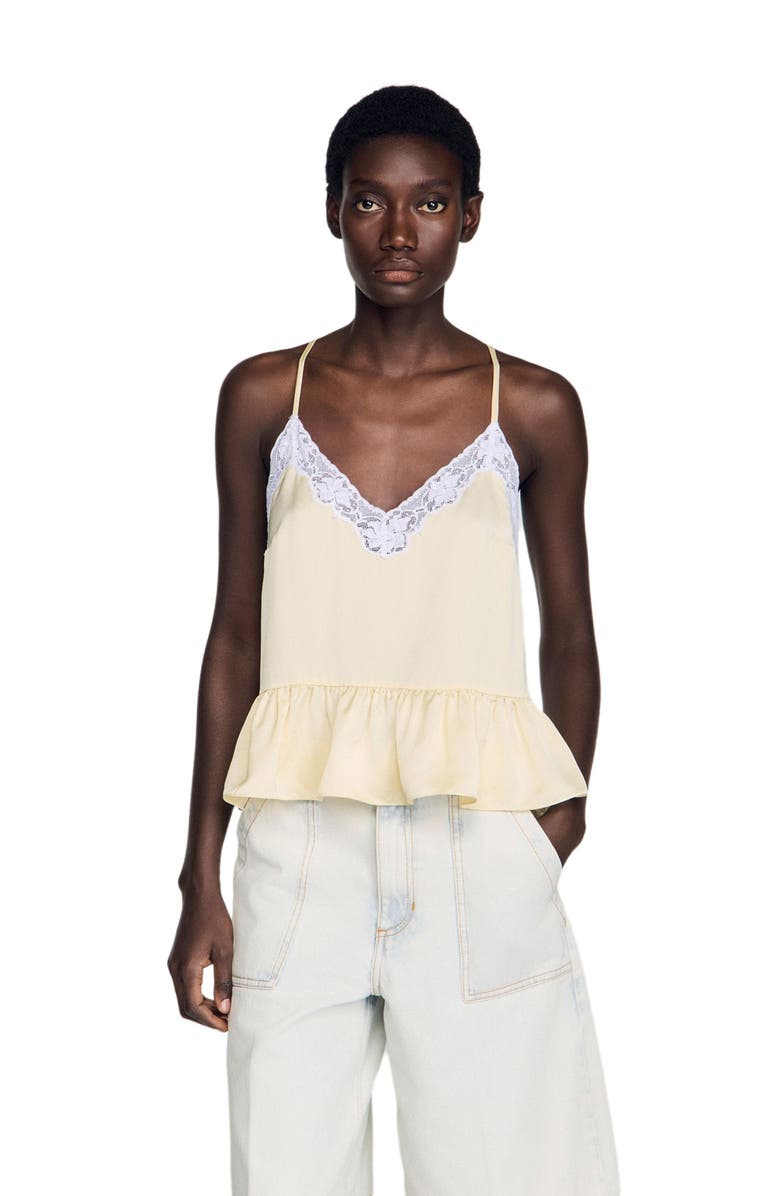 SANDRO Ruffled top, Main, color, Light Yellow