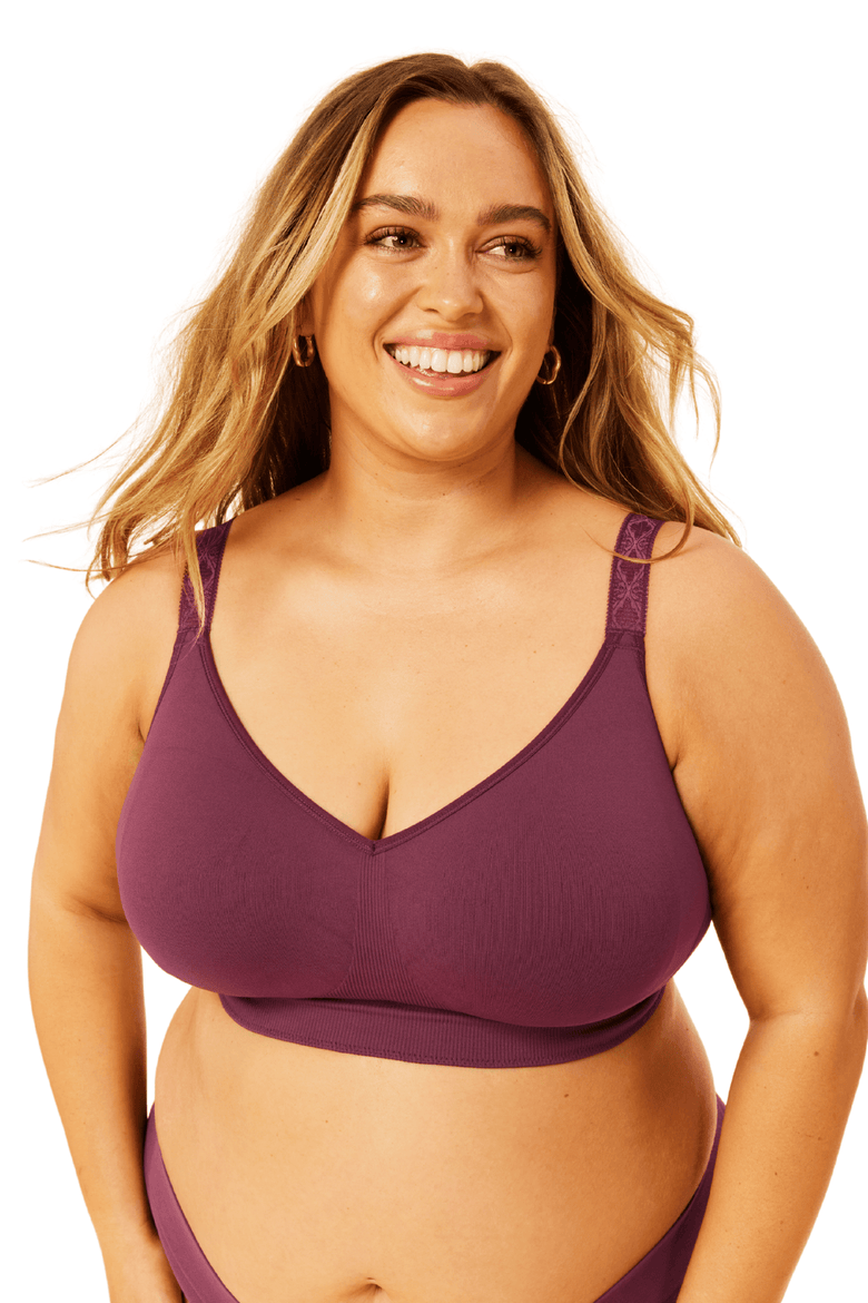 Basic Fuller Bust Wire-Free Bra, Main, color, Plum