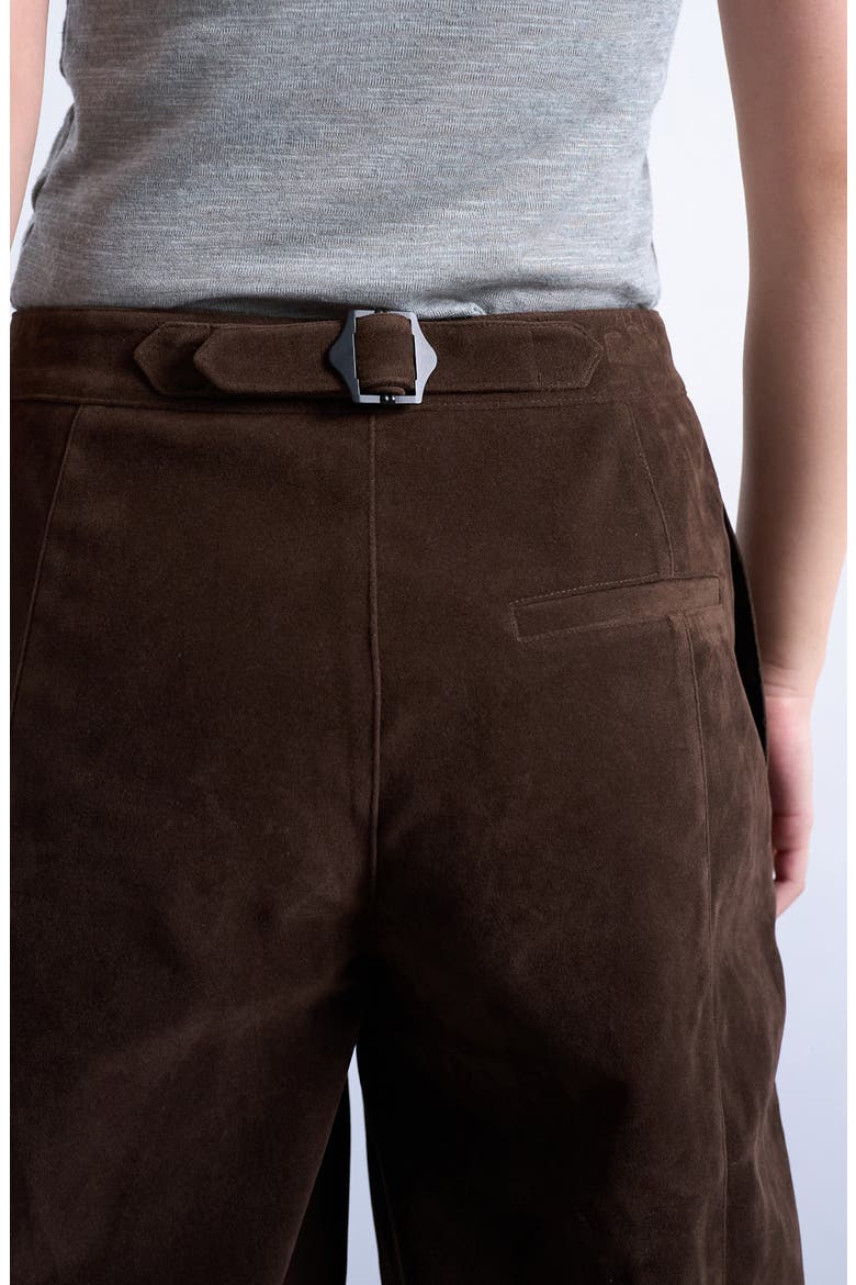 Faux Suede Wide Leg Pants, Alternate, color, BROWN