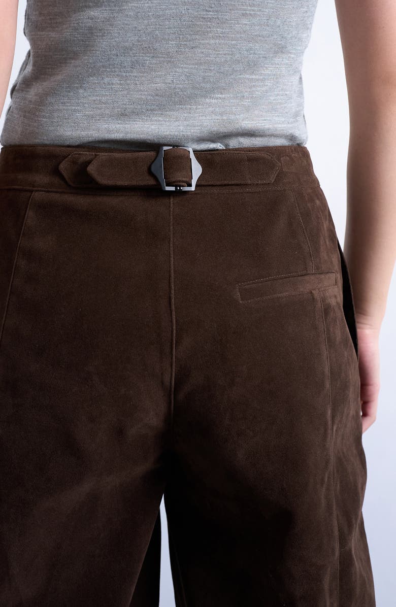 Topshop Faux Suede Wide Leg Pants, Alternate, color, Brown