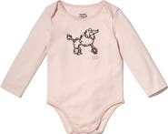 Mon Coeur Poodle Print Long Sleeve Cotton Bodysuit