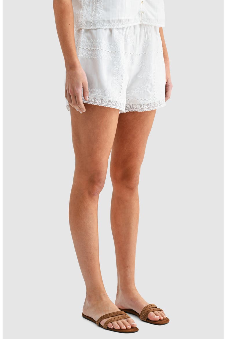 Lace Hemline Embroidered Shorts, Alternate, color, WHITE