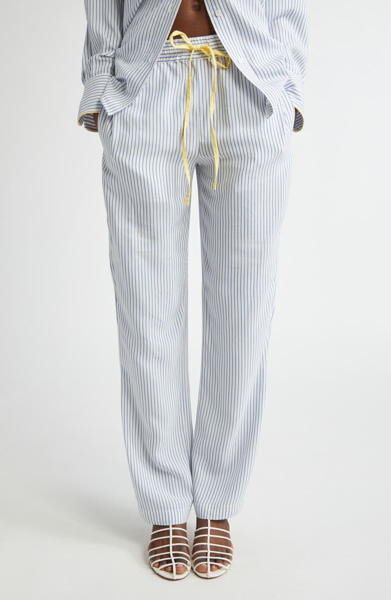 Victoria Beckham Pleat Detail Stripe Pajama Trousers, Main, color,